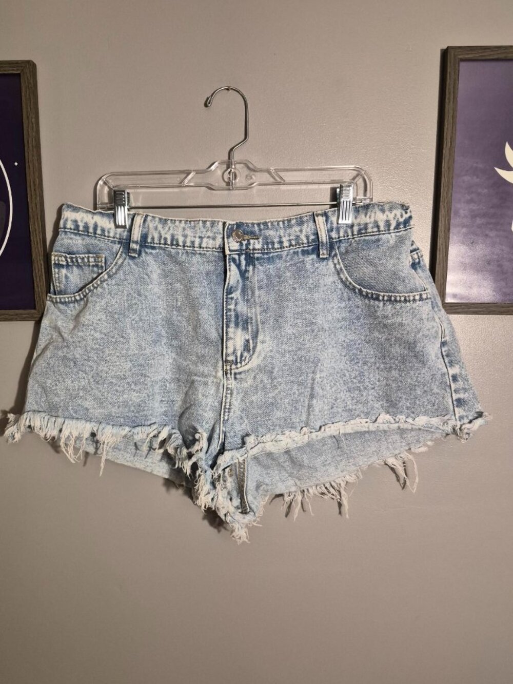 Light Blue Deconstructed Jean Shorts